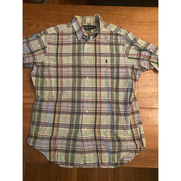 Ralph Lauren Classic Fit Mens Medium Button Up Short Sleeve Shirt Multicolored - Picture 1 of 9